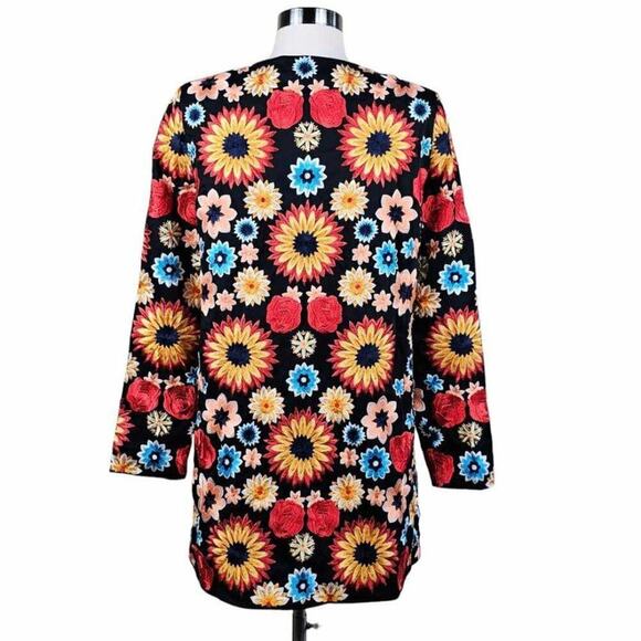New Alice + Olivia Rory Multicolor Floral Embroidered Long Jacket Coat Size M - Picture 4 of 16
